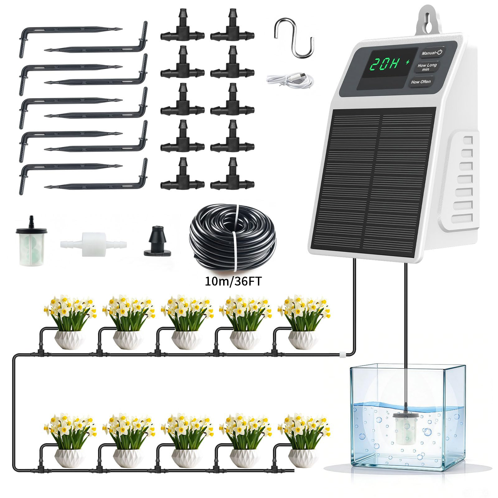 Solar Drip Irrigation Kit Garden - Upgraded Solar Drip Irrigation System Automatic
