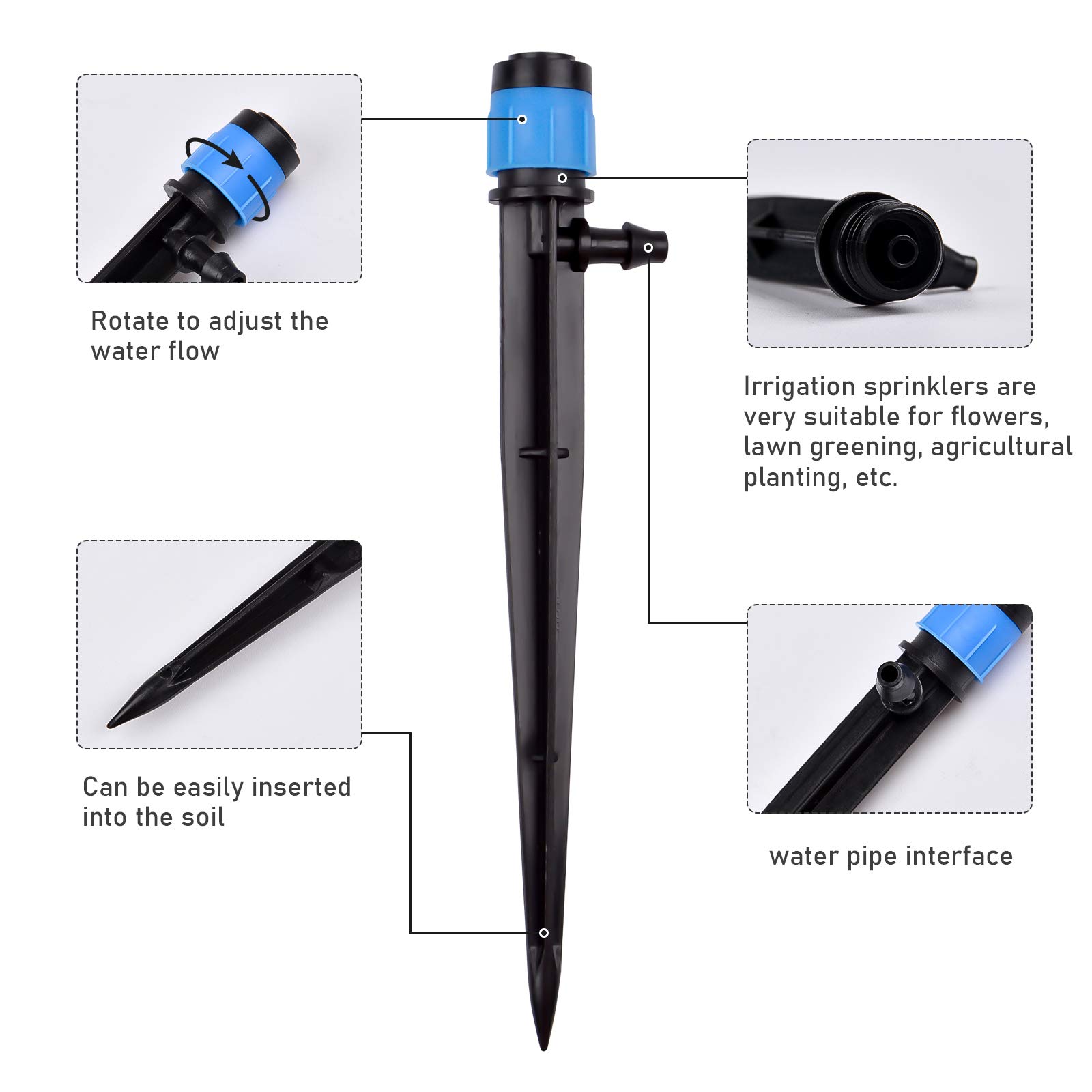 30PCS Irrigation Drippers Drip - Drip Emitters Adjustable 360 Micro recension och pris