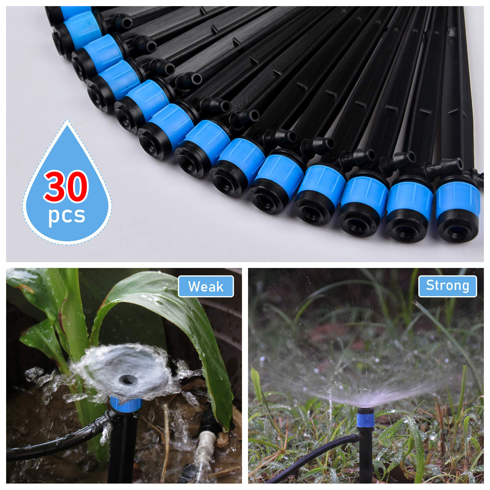 30PCS Irrigation Drippers Drip - Drip Emitters Adjustable 360 Micro recension och pris