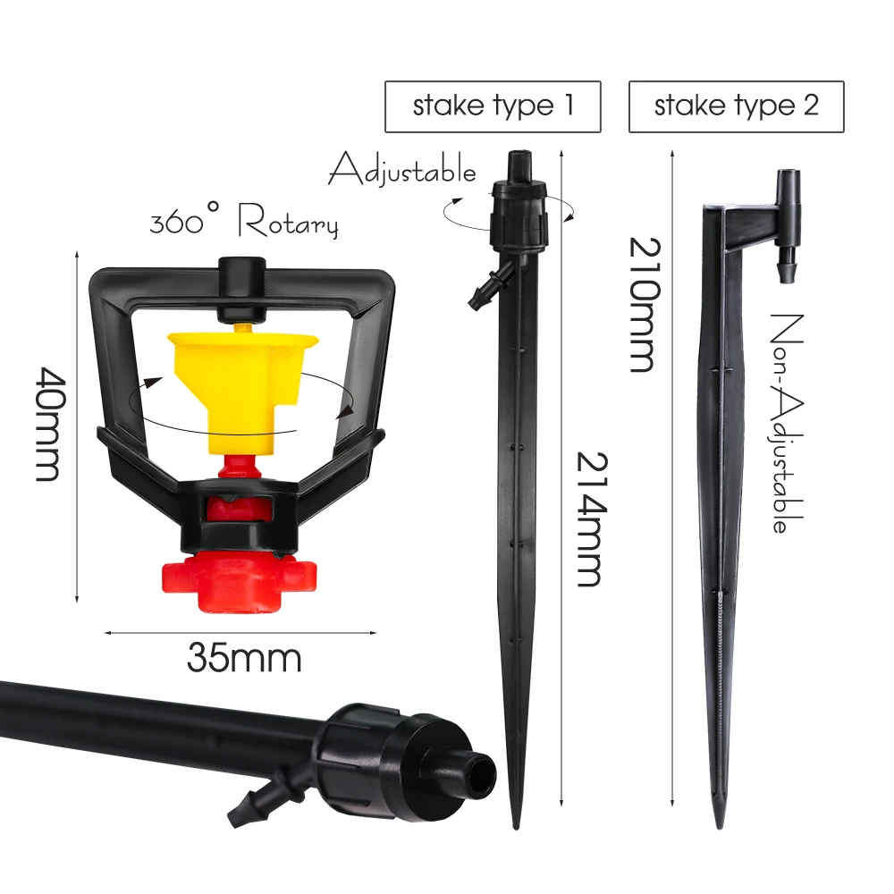5PCS 360° Rotary Micro Sprinkl - Drip Emitters Adjustable 360 Micro recension och pris